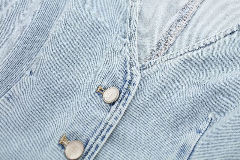 Summer New Women's Clothing Sleeveless V Neck Denim Vest High Waist Mini Skirt_voghion.com