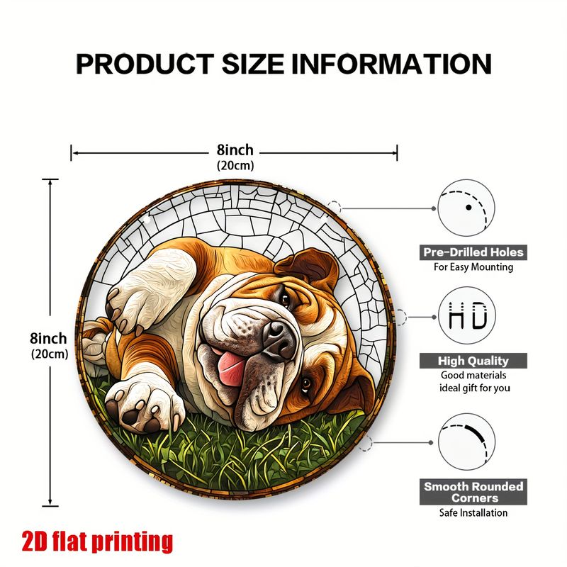 8x8in Bulldog Sun Catcher - Acrylic Pet-Themed Wall Decor, Window & Porch Hanging - Unique Gift For Dog Lovers & Housewarming_voghion.com