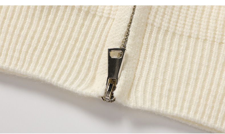 Men's Zip-Up Knit Sweater – Oversized High-Neck Pullover With Stretch Fabric (Machine Washable, Winter Casual Wear)_voghion.com