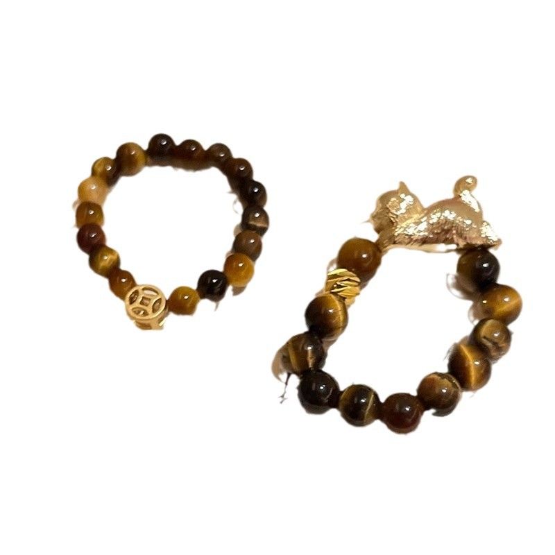Perlina in rame con occhio di tigre in stile Yadan per donna, design di nicchia, anello per indice, nuovo modello 2024, anello della ricchezza_voghion.com