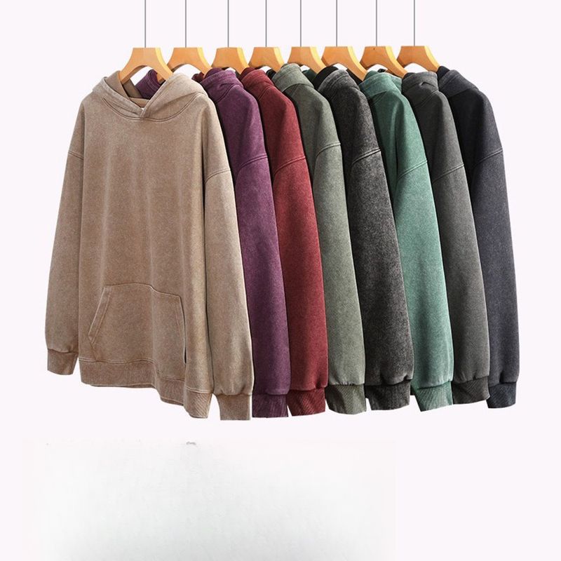 Herbst und Winter Chinesischer Baumwollpullover Hoodie Wachsgefärbter alter lockerer lässiger gewaschener Herren-Kapuzenpullover_voghion.com