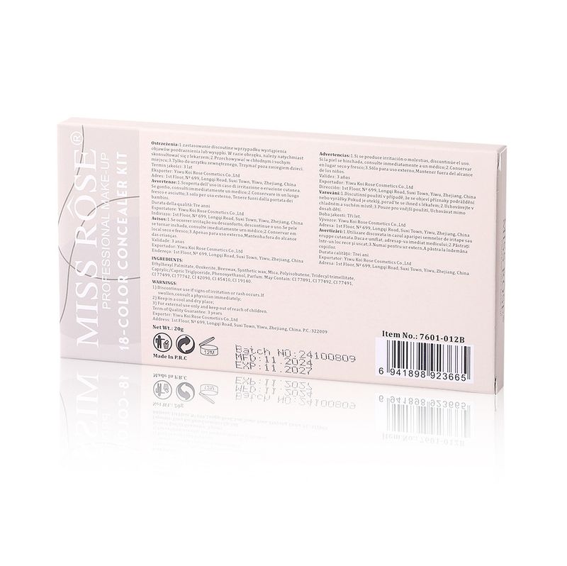 MISS ROSE 18 Farben Concealer Palette Tattoo Augenringe Wasserdicht Gesicht Aufhellung Concealer_voghion.com