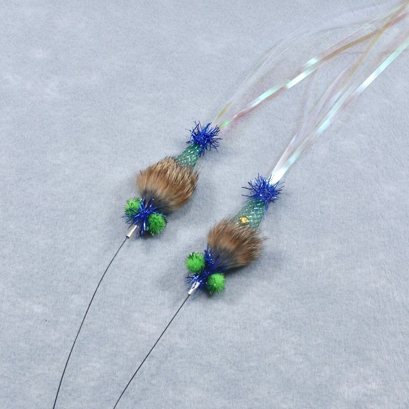 New Rabbit Fur Tassel Small Flying Insect Teaser Wand Replacement Head Cat Toy_voghion.com