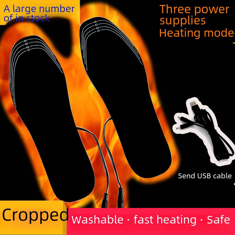 USB heating insole electric heating foot warmer rechargeable heating washable size cutting factory direct sales_voghion.com