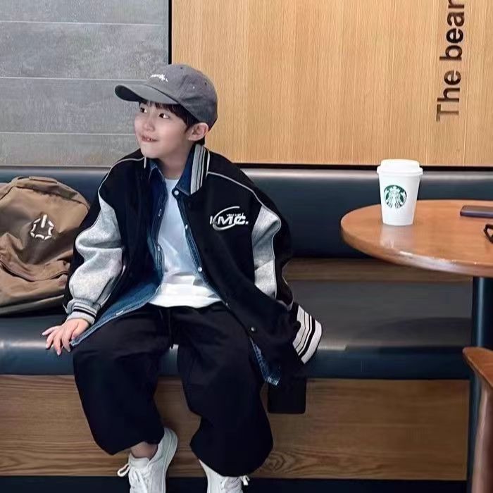 Children's coat 2024 medium large children's autumn styles boys' spring hooligan handsome, trendy and cool ball clothing_voghion.com