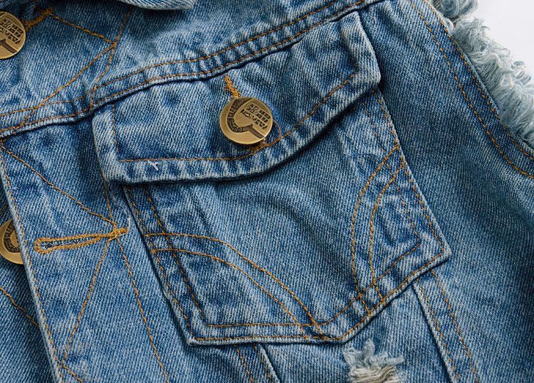 Men’s Slim-Fit Denim Vest – Distressed Washed Workwear Jacket With Multiple Pockets (98% Cotton, S-6XL, Blue)_voghion.com