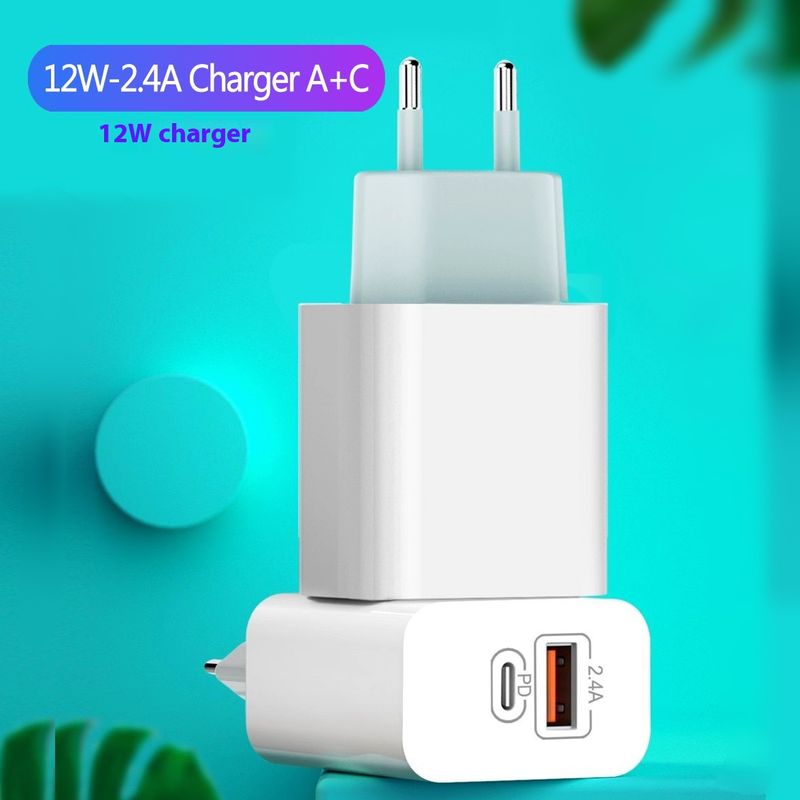 Music Festival 2.4A USB+PD mobile phone Type-c+USB dual port Amican and European standard intelligent fast charging head travel_voghion.com