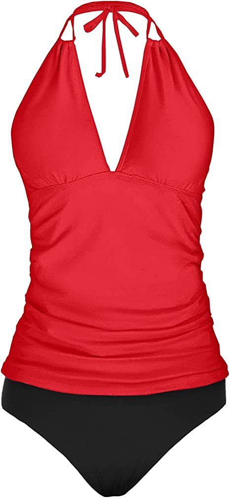 Abbigliamento da donna Costume da bagno due pezzi con scollo all'americana da donna Costume da bagno due pezzi con scollo a V Slip bikini Costume da bagno due pezzi contenitivo per la pancia_voghion.com
