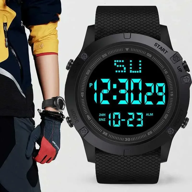 Orologio elettronico da uomo sportivo multifunzione militare impermeabile luminoso LED digitale per bambini con quadrante grande M250731_voghion.com