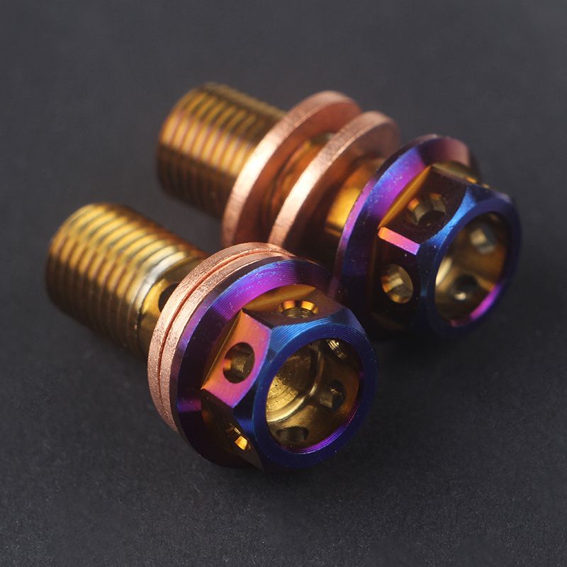 Motorcycle Ti Titanium Banjo Bolt Oil Drain / Hollow Screw M10*1.25mm/1.0mm For Brake Hose Master Cyder Caliper_voghion.com