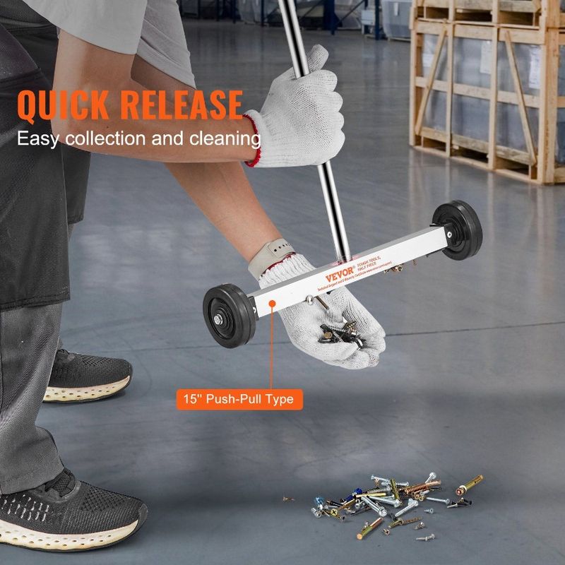 15Inch Magnetic Sweeper With Wheels Telescoping Magnetic Pickup Tool_voghion.com