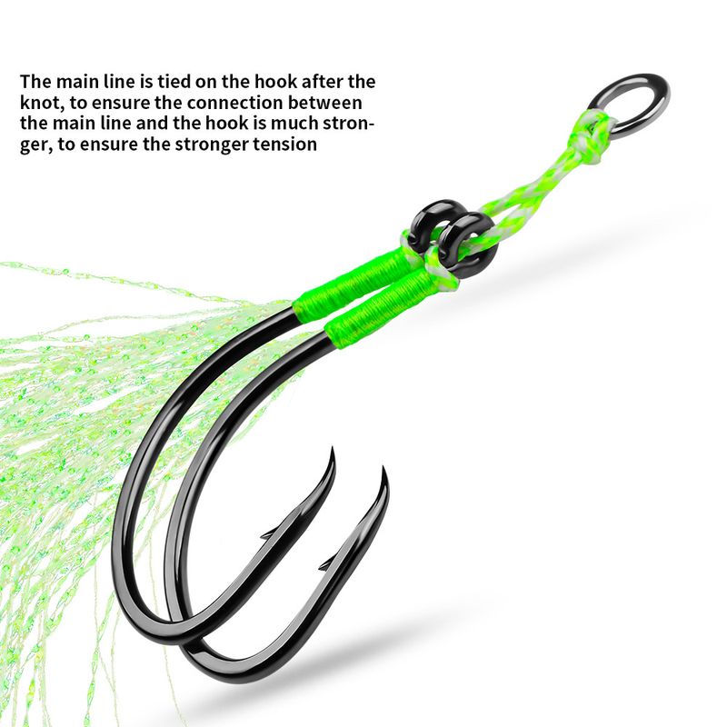 Esca con piastra in ferro per capelli, doppia e resistente, lenza principale per cavalli, amo da pesca ausiliario per barche in mare, 2 paia/confezione_voghion.com