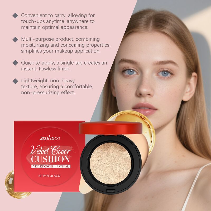 zephoco Feuchtigkeitsspendendes Concealer-Kissen in natürlicher Farbe. Zarte Textur sorgt für feuchtigkeitsspendendes, leichtes Make-up_voghion.com