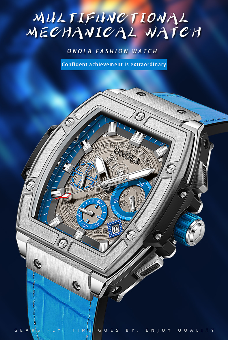 Olona/ONOLA Nuovo orologio da uomo impermeabile meccanico automatico in vera pelle_voghion.com