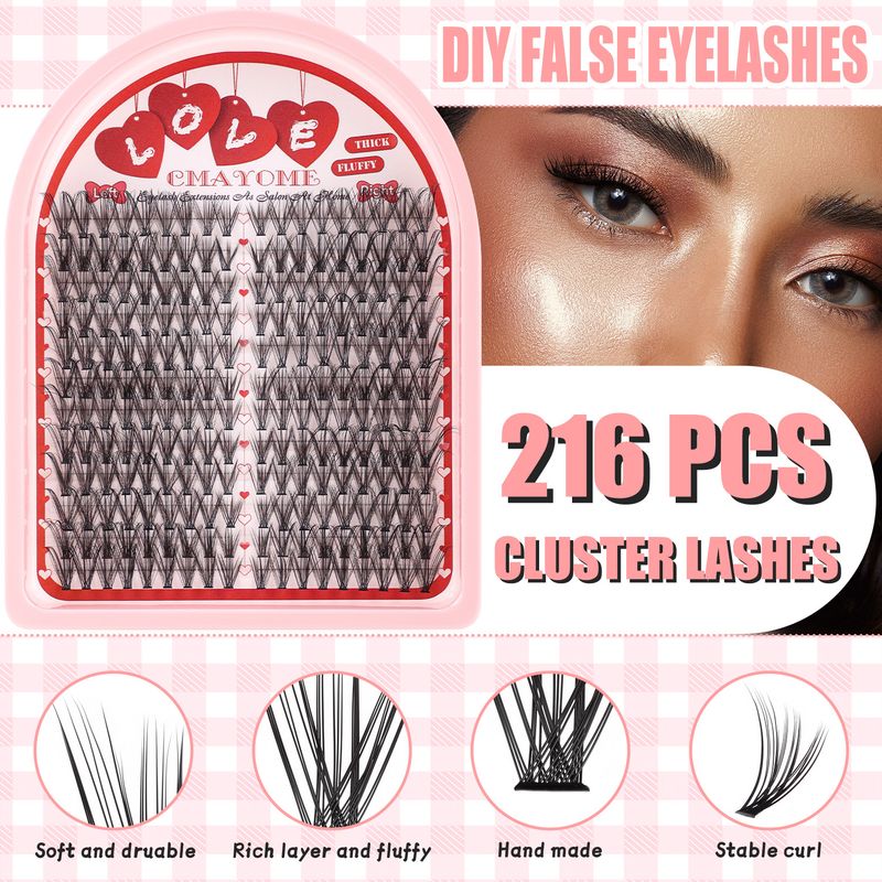 False Eyelashes Single Cluster Segmented D Curved Curled False Eyelashes Set 8 16mm Classic Natural Thick Eyelashes_voghion.com