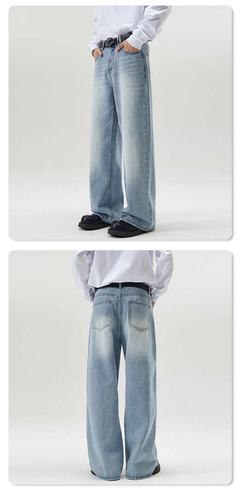 Herrenbekleidung Running Style Korean A-Typ Straight Jeans Herrenmode Marke Loose Wide Leg Mopping Long Pants_voghion.com