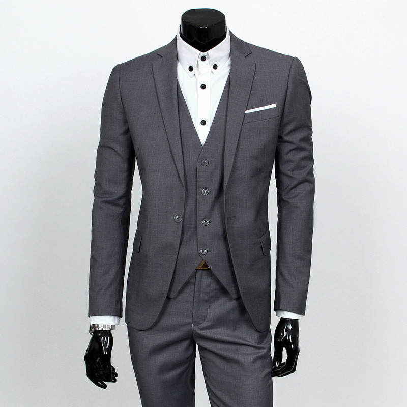 CT Spring And Autumn Youth Slim Fit Set Men's Three-Piece Formal Wear Groomsmen Group Suit_voghion.com