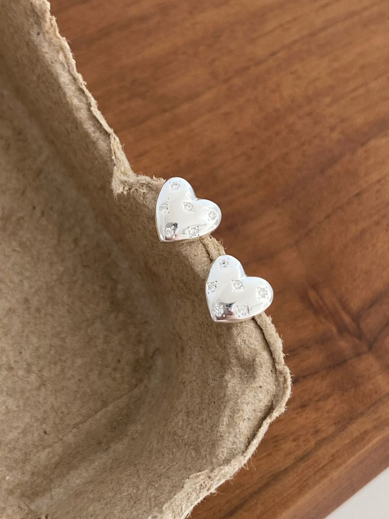 Tiqi S Pure Silver Heart-shaped Are Small Exquisite, With Diamond Studded Peach Heart Earrings For Sleeping, Non_voghion.com