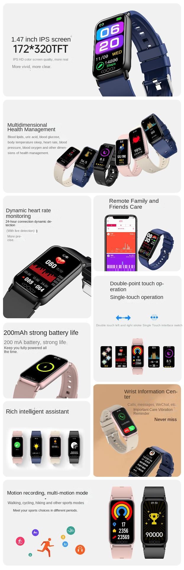 DeepFit Non-invasive Glucose, Uric Acid, Body Temperature, Heart Rate, Blood Pressure, Female Health, And Other Multi_voghion.com