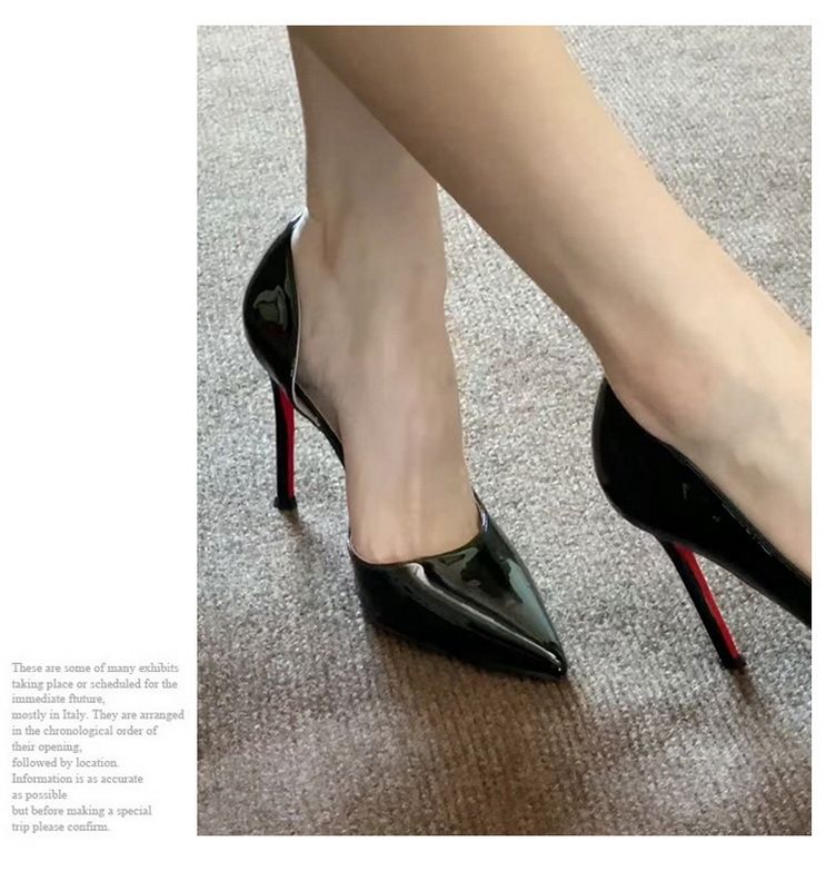 Sandali con tacco in pelle verniciata, semplici e sexy, con tacco alto da donna, in pelle verniciata, lucidi, di qualità, versatili, con tacco singolo da donna._voghion.com