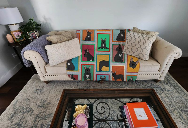 Lots of Black French Bulldog Quilted Blanket 50x60 Artwork Pattern Quilted Throw Blanket for Bed, Couch, Sofa, Soft and Lightweight_voghion.com