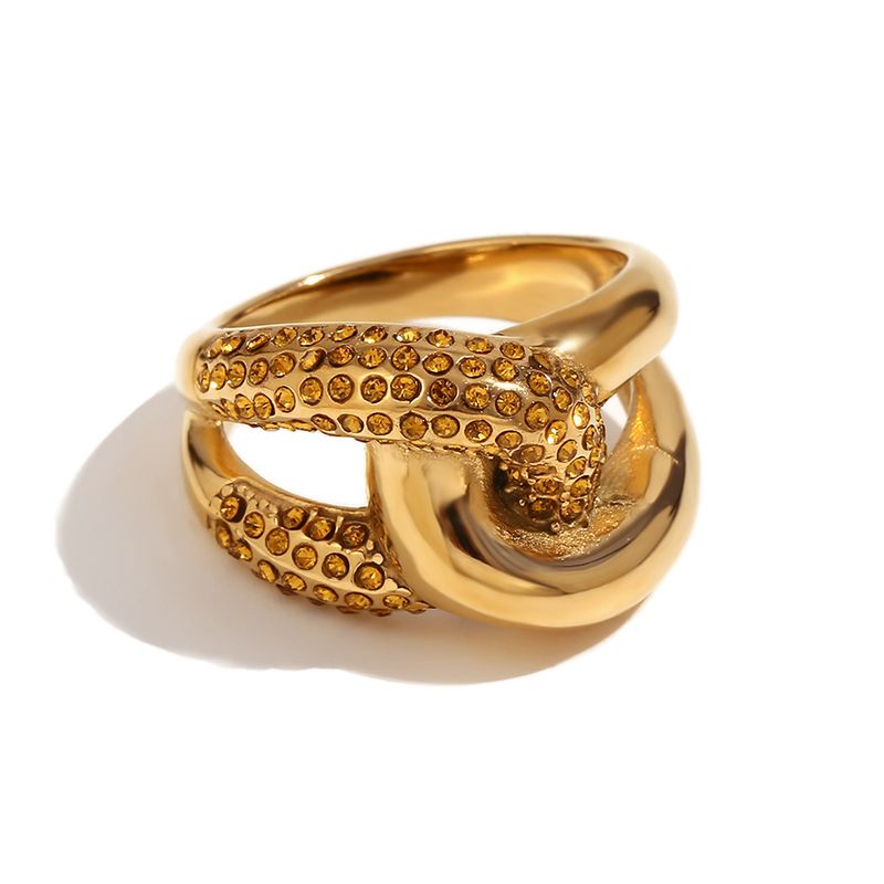 Anello da donna con stella polare a doppio strato, in acciaio inossidabile placcato oro, con croce a forma di fiore, di nicchia, creativo e di alta qualità._voghion.com