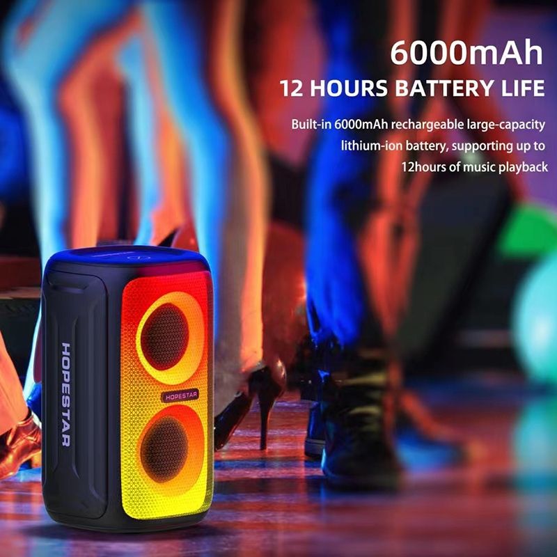 HOPESTAR Party 110 Mini Colorful Lights Wireless Bluetooth Speaker (Black)_voghion.com