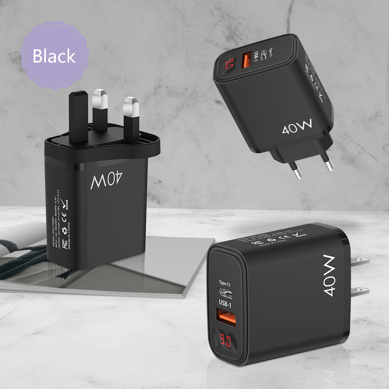 syct New Product PD+USB Digital Display Mobile Phone Charger UK Standard PD20W+QC30 Fast Charging Head_voghion.com