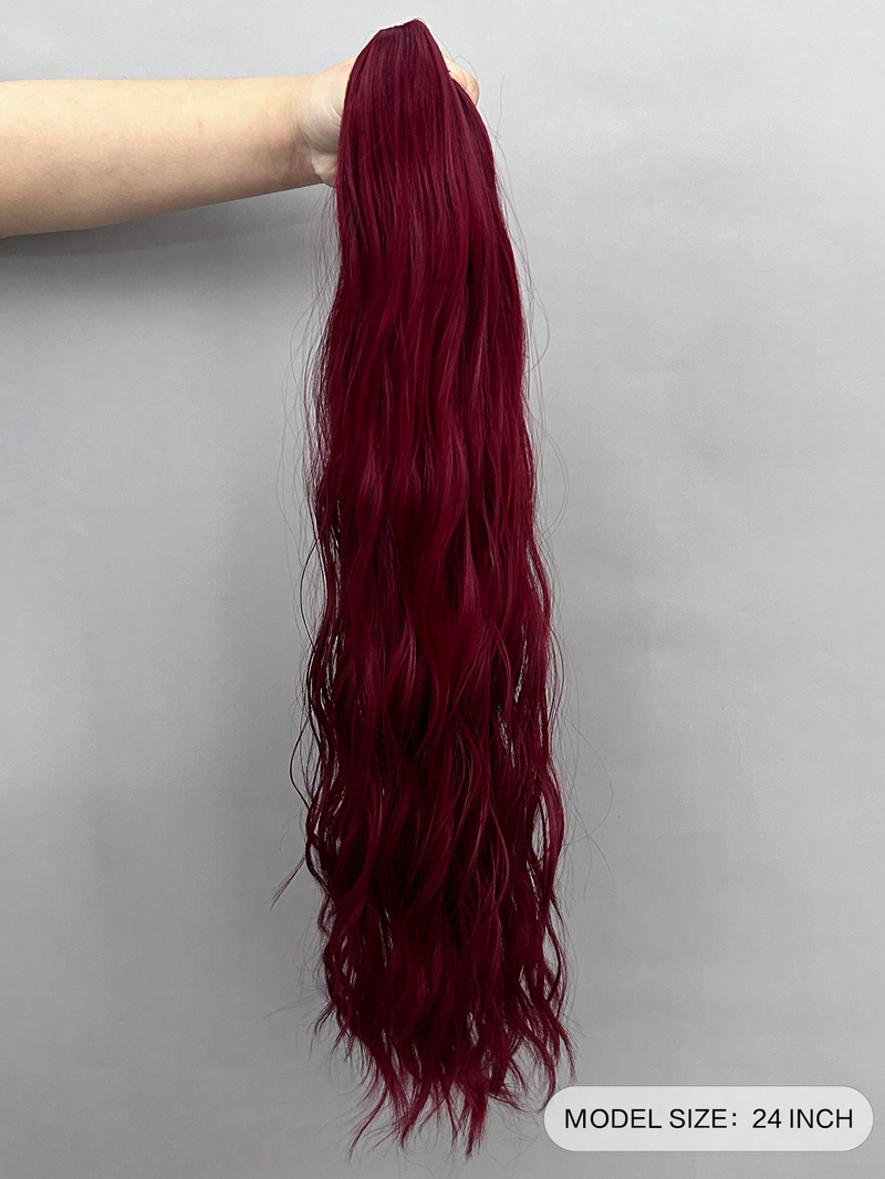 Extension de queue de cheval griffe 24 pouces perruque droite bouclée ondulée pour femmes enterrées_voghion.com