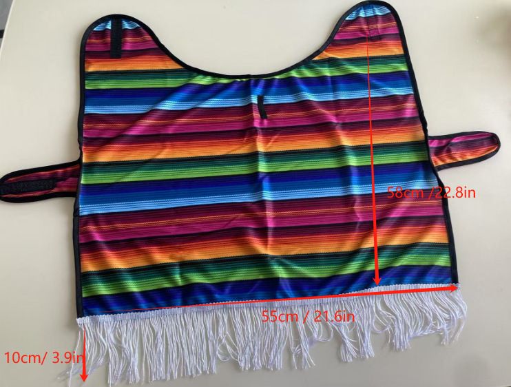 Mexicaanse feest kleurrijke gestreepte kwast huisdier cape mantel outfit strohoed set_voghion.com