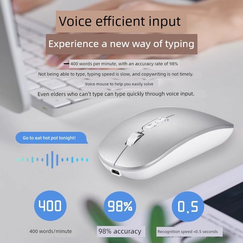 Wanyu Intelligente Maus, Tippen, Übersetzen, kabellos, Bluetooth, wiederaufladbar, tragbar, stumm, Sprachsteuerung, Notebook, Büro_voghion.com
