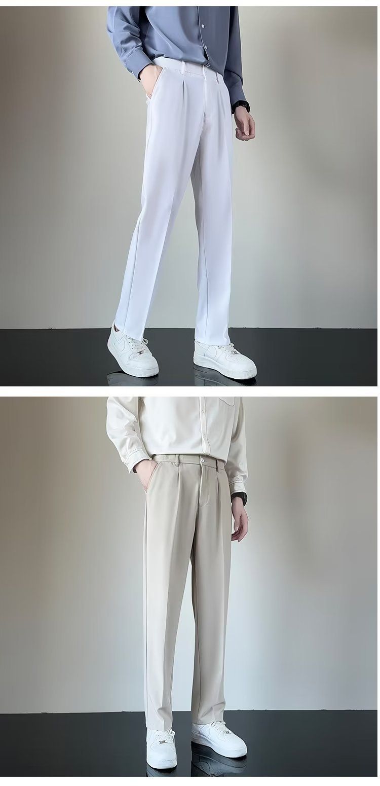 Pantaloni da uomo di alta qualità, pantaloni estivi a gamba larga, dritti, larghi e alla moda, casual_voghion.com