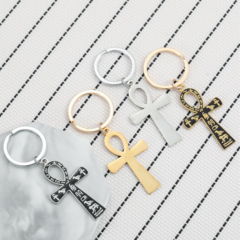 Portachiavi Anka con simbolo dell'antico Egitto in acciaio inossidabile transfrontaliero, ciondolo per auto con simbolo della vita Ankh_voghion.com
