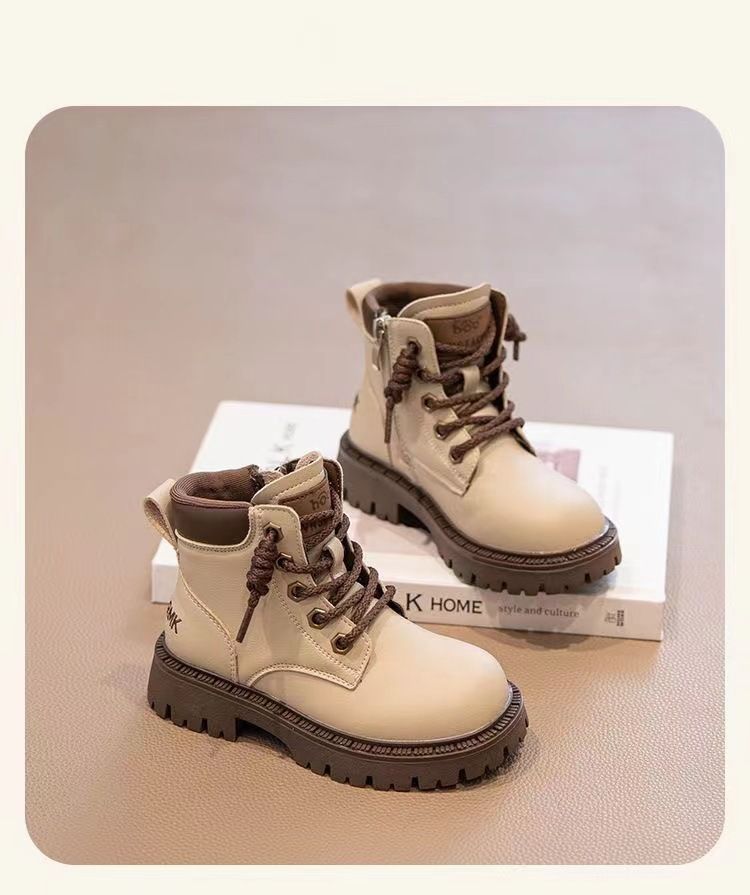 Martin Spring and 2024 New Edition Boys' Short Girls' Big Autumn Leather Boots Children's Shoes_voghion.com