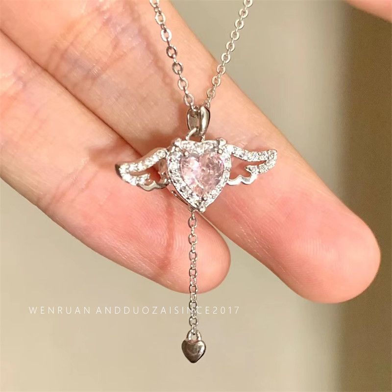 Ámor szív nyaklánc angyalszárnyak szerelem fülke kulcscsont születésnapi barátnő ajándék_voghion.com