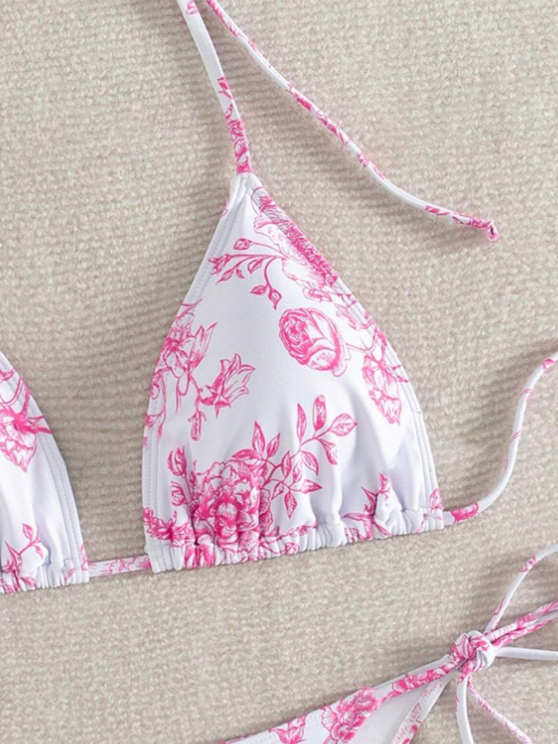 Women's Clothing Sexy Backless Swimsuit Women's Leopard Print Three Point Bikini Drawstring Swimsuit_voghion.com