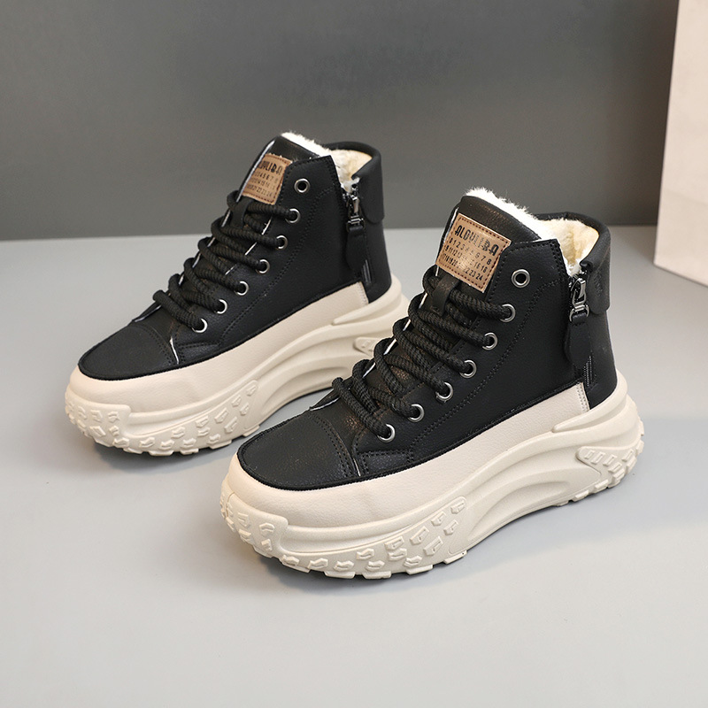 ZY0011 High Top For Women In Autumn 2025 New Women's Round Toe Thick Sole Elevated Casual Board Shoes Street Photo_voghion.com
