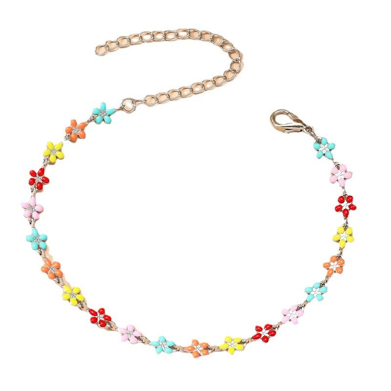 Hot Selling Ins Creative Bohemian Simple Plum Blossom Base Oil Anklet For Women Personalized Body Chain Jewelry_voghion.com
