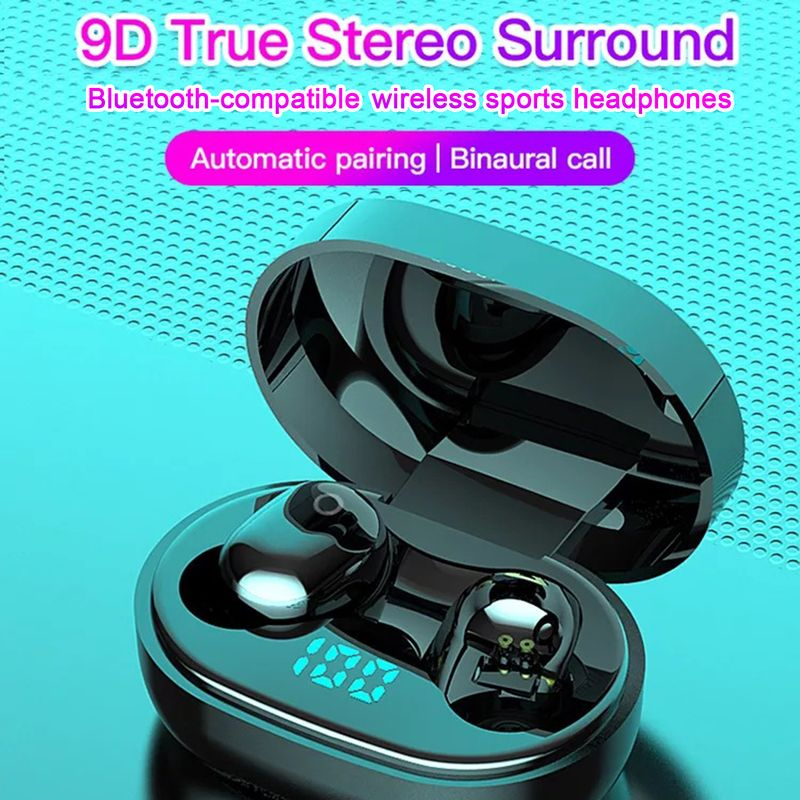 1 Set Wireless Bluetooth-compatible 5.0 Stereo Surround LED Power Display Automatic Pairing IPX5 Waterproof Earbud_voghion.com