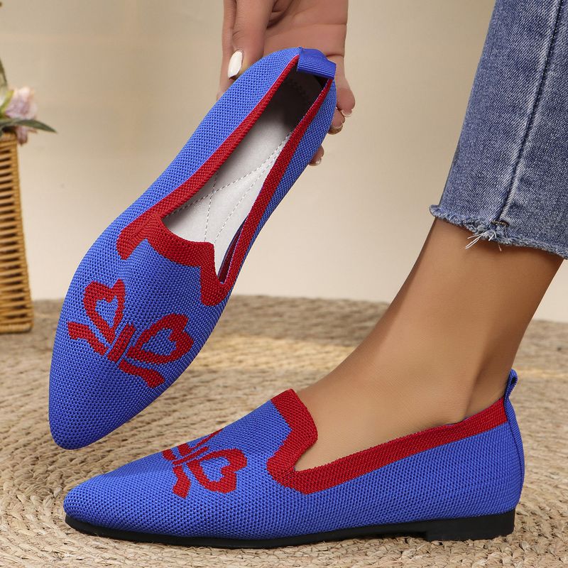 Große Größe für Damen, trendige spitze, flache Öffnung, niedriger Absatz, fliegengewebtes Mesh, atmungsaktive Damen-Einzelschuhe_voghion.com