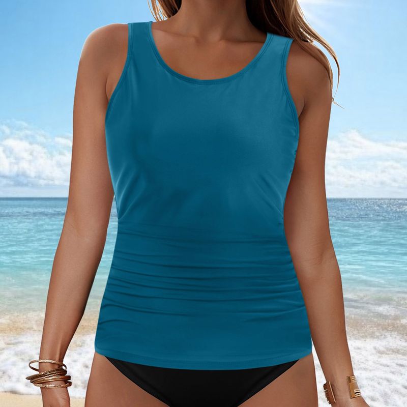 Women's Clothing Solid Color Split Swimsuit Solid Color Sexy Bikini Beach Hot Spring Swimsuit Single Top_voghion.com