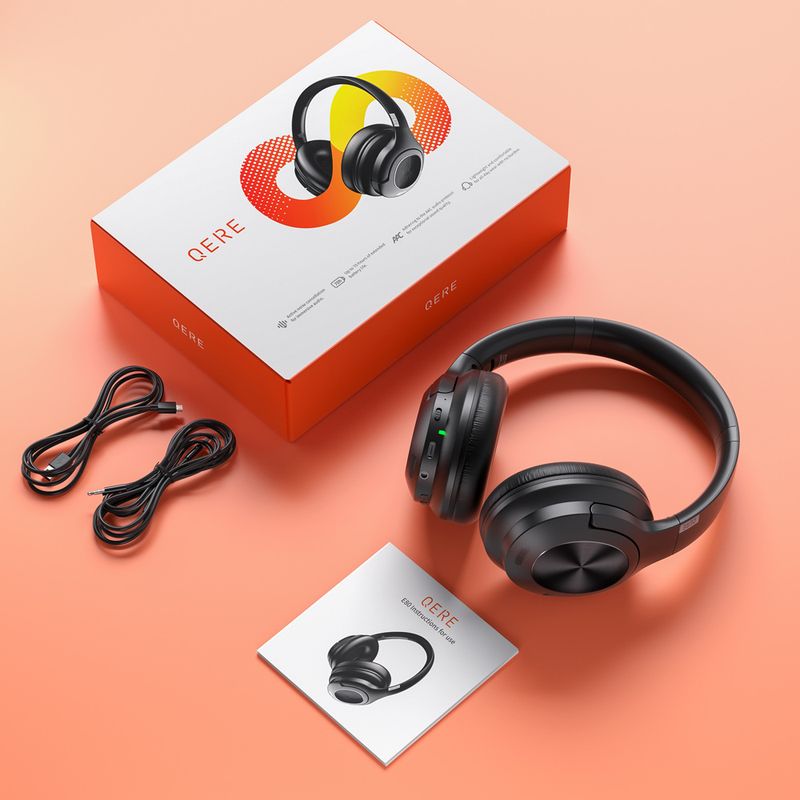 QERE E80 Novo fone de ouvido para jogos ANC com cancelamento de ruído ativo e fones de ouvido sem fio Bluetooth_voghion.com