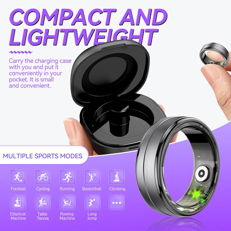 EIGIIS Nuovo R06 Smart Ring Uomo Donna Cardiofrequenzimetro e Monitor dell'ossigeno nel sangue IP68 e 5ATM Impermeabile, Modalità multi-sport per_voghion.com