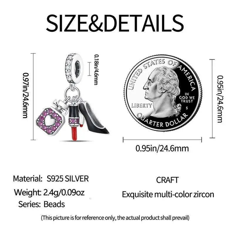 New 925 Sterling Silver Colorful High Heels Lipstick Charm Bead Pendant Fit Beads Charms Bracelet DIY For Women Fashion_voghion.com