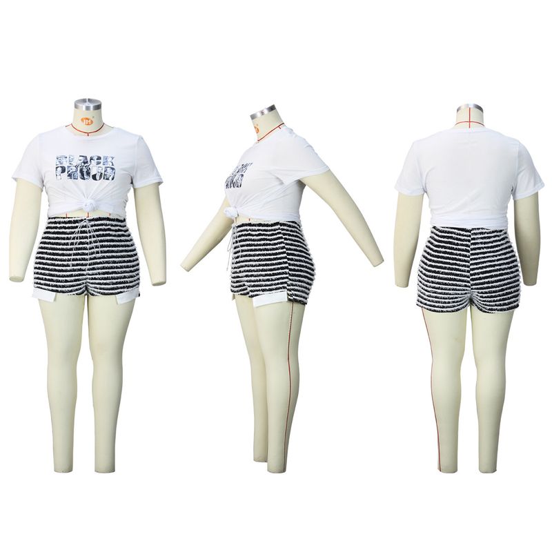 Damen-Shorts mit gestreiftem Kordelzug und hoher Taille, sexy, modisch, lässig, All-Match-Hosen in Übergröße_voghion.com