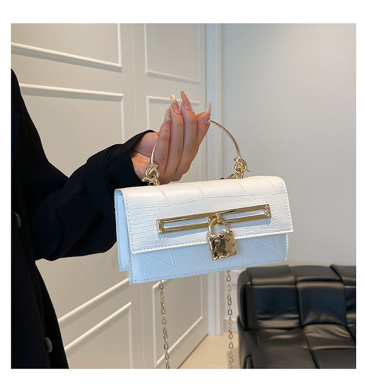 Women's Stylish And Versatile Small Square Shoulder Bag - Crossbody & Handheld For Daily Use, PU Leather With Alligator Texture, Magnetic Closure_voghion.com