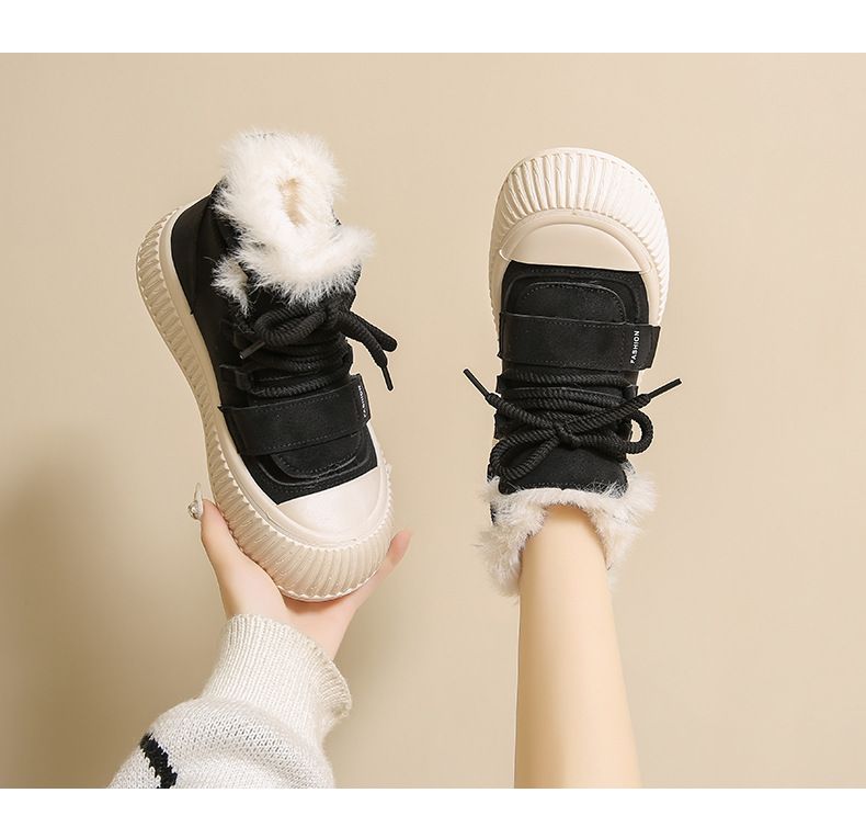 Scarpe alte da donna in velluto spesso, versatili, in cotone, per studenti, scarpe casual alla moda con plateau_voghion.com