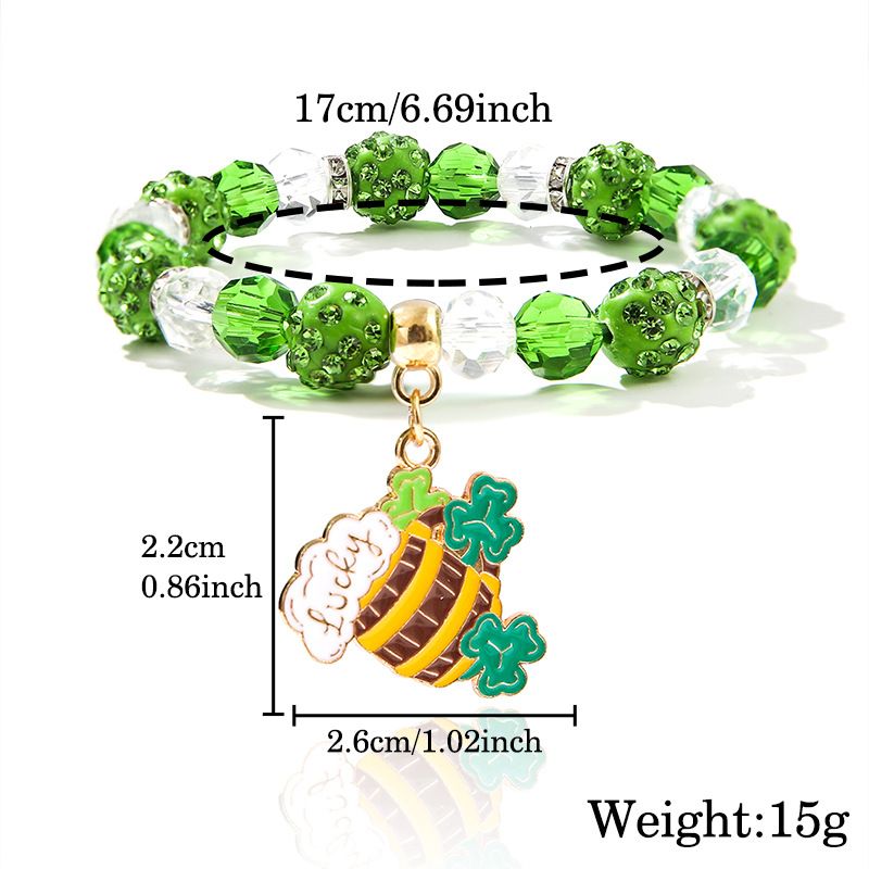 St. Patrick beaded bracelet niche pearl acrylic bracelet alloy pendant jewelry_voghion.com