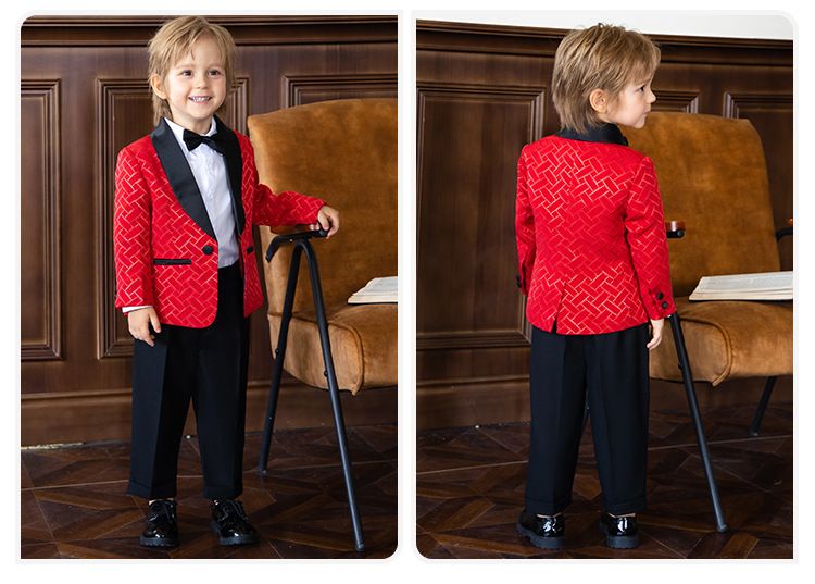 Kinderkleidung Kinderanzug hübscher Blumenmädchenkleid im britischen Stil für Jungen, kleiner Anzug, Klavierkostüm für Jungen_voghion.com