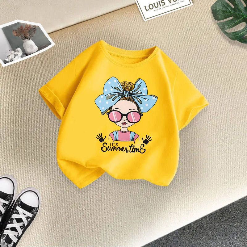 Ropa de bebé, camiseta de manga corta de verano para niños, top de cuello redondo a la moda para niños y niñas, algodón de media manga para bebé_voghion.com